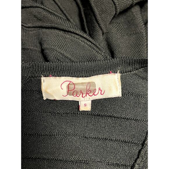 PARKER Lois Knit Flouncy Sweater Mini Dress Bell Sleeve LBD Black Size S $398 - Picture 6 of 12